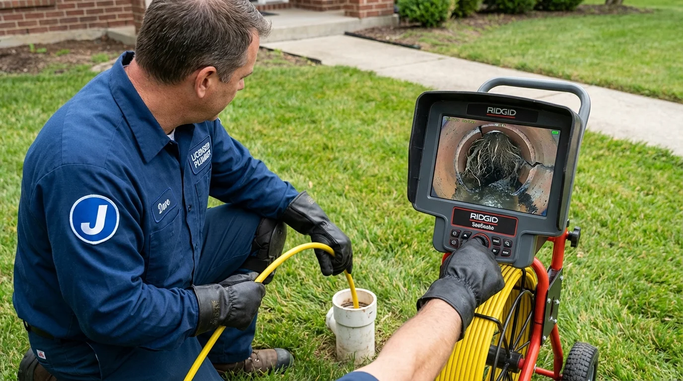 Sewer camera inspection being performed by Johns Plumbing LLC in Maywood